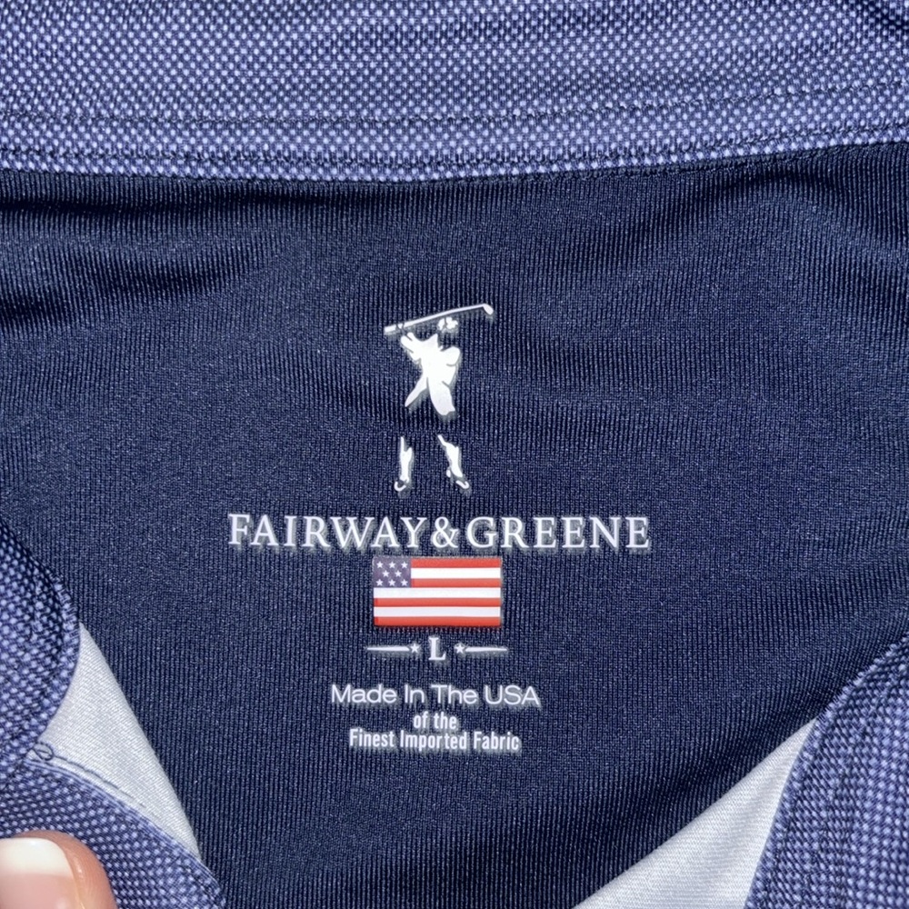 Master’s Navy Blue and White Stripe Polo Shirt | Size Large - Picture 3 of 5